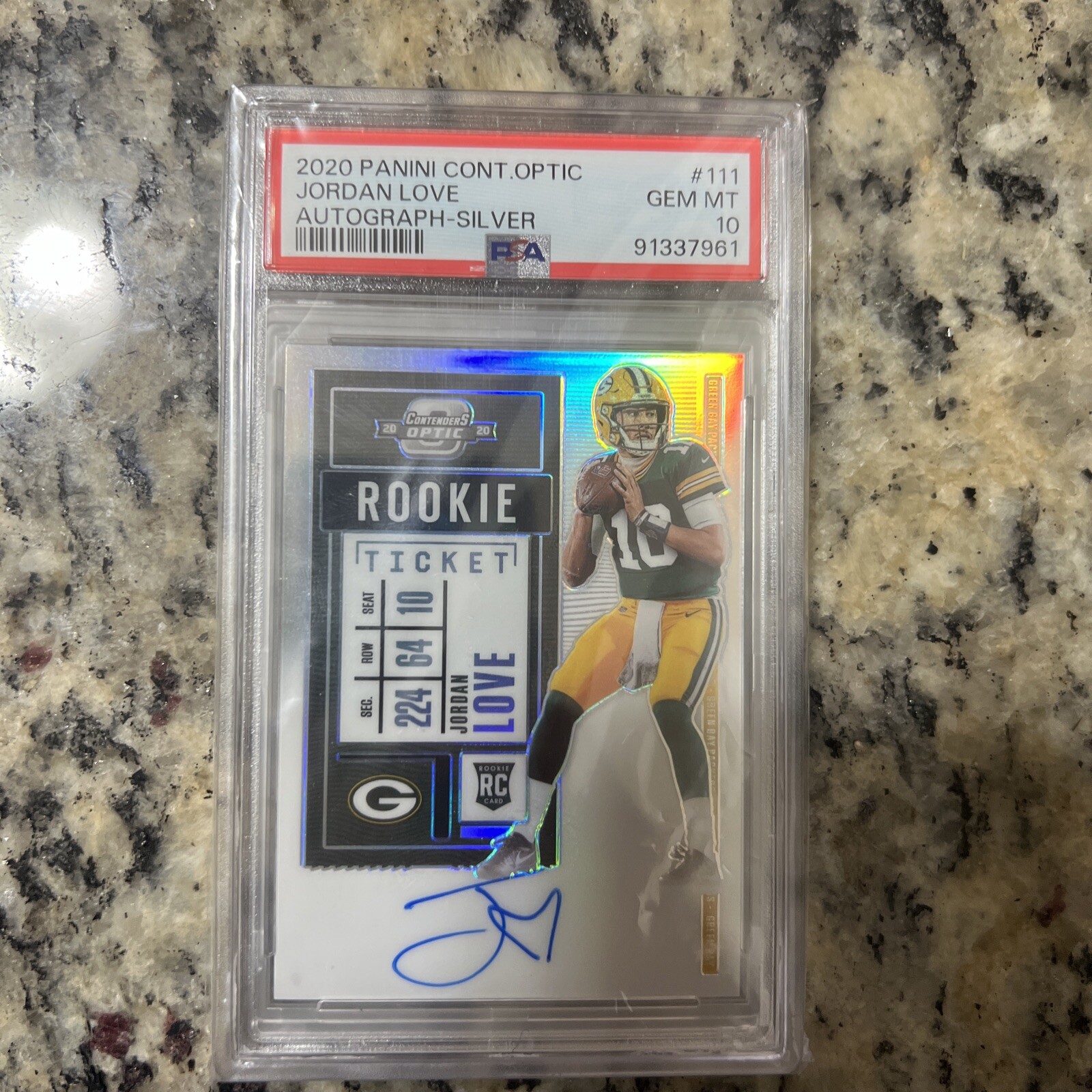 2020 Panini Contenders Optic Jordan Love Autograph Silver #111 PSA 10 Gem Mint