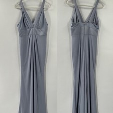Womens Sleeveless Gray Vera Wang Simplistic Elegance Satin V neck Gown ( 0 )