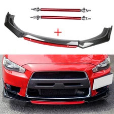 Front Bumper Lip Splitter Spoiler Body Kit Carbon Fiber Rods For Mitsubishi