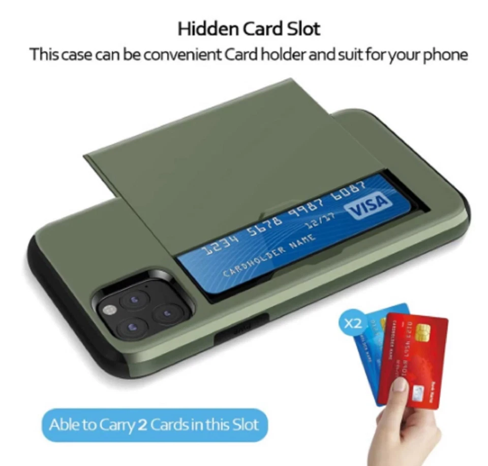 Card Holder Shockproof Wallet Phone Case For iPhone 12 11 X 8 7 6 5 SE Pro Max - Image 2 of 4