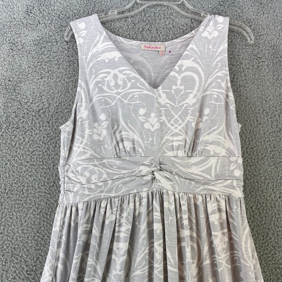 Fresh Produce Dress Women's XL Maxi Stretch V Neck Pockets Boho Made in