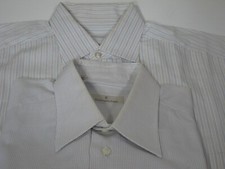 Two Ermenegildo Zegna Dress Shirts 16 x 36 Blue White Striped  Mini Checks