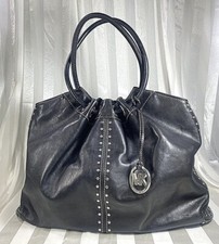 Michael Kors Astor Studded Black Leather Carryall Large Tote Bag Double Handles