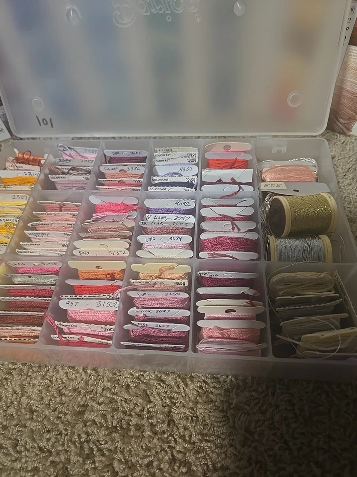 DMC Numbered Embroidery Floss Thread Lot of 360 Skeins & Partials in 3 Boxes  - Image 2 of 4