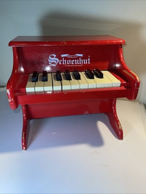 Vintage Wooden Schoenhut Red Children's 18 Key Starter Piano