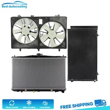 Aluminum Radiator Condenser & Cooling Fan Kit For 2010-2011 2013-15 Lexus RX350