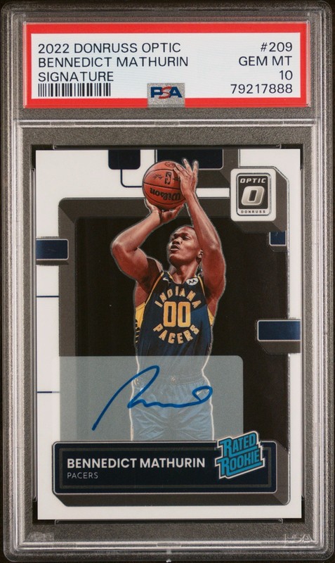 2022-23 DONRUSS OPTIC BENNEDICT MATHURIN RATED ROOKIE AUTO PSA 10  🏀