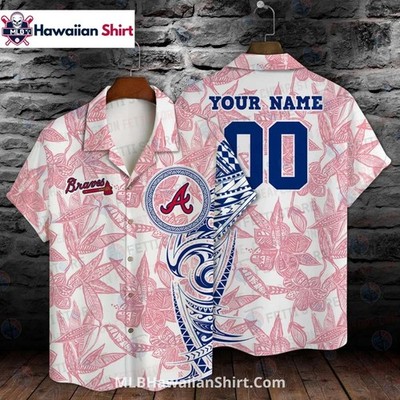 Polynesian Pattern Atlanta Baseball Team Bravess Aloha Shirt Custom Name, Unisex