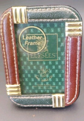 Vintage Loui Michel Elysees Small  Two Tone Leather And Brass Picture Frame
