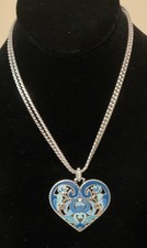 Fabulous Brighton Nwt Large Volare Convertible Heart Necklace Silver-blue Rp78 Fabulous Brighton Nwt Large Volare Convertible Heart Necklace Silver-blue Rp78