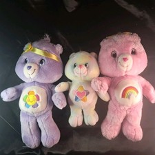 Lot Of 3 Care Bears True Heart 11" 2004 Harmony, Cheer 16" 2007 Read Description