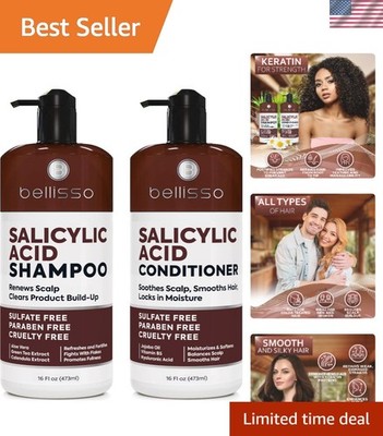 Salicylic Acid Shampoo & Conditioner Set-  Anti Dandruff | Dry, Flaky, & Itch...
