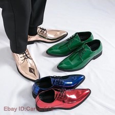38-46 Plus Size Mens Pointed Toe Lace Up Patent Leather Formal Dress Shoes Party
