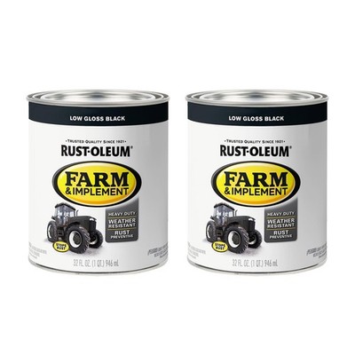RustOleum 2801072PK Farm & Implement Enamel Paint, Quart, Low Gloss Black, 0....