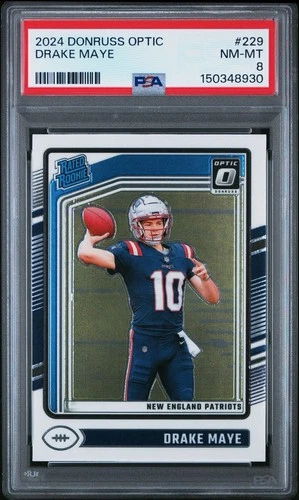 Drake Maye 2024 Donruss Optic Rated Rookie PSA 8