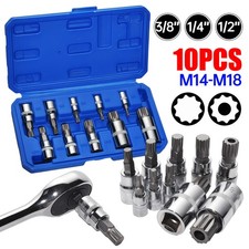 WinHolder Tools 10pc Triple Square Spline Bit Sockets M4 to M18 In Storage Case