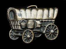 NE25142 NOS VINTAGE 1970s CUT-OUT  COVERED WAGON  OLD WEST BELT BUCKLE