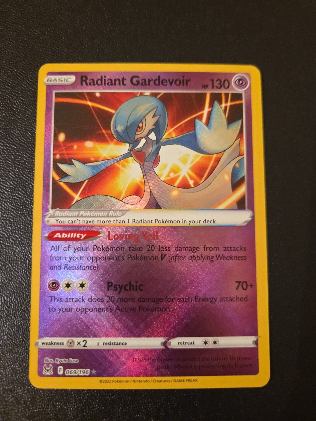 Pokémon TCG Radiant Gardevoir 069/196 Lost Origin Full Art Radiant Rare Holo NM