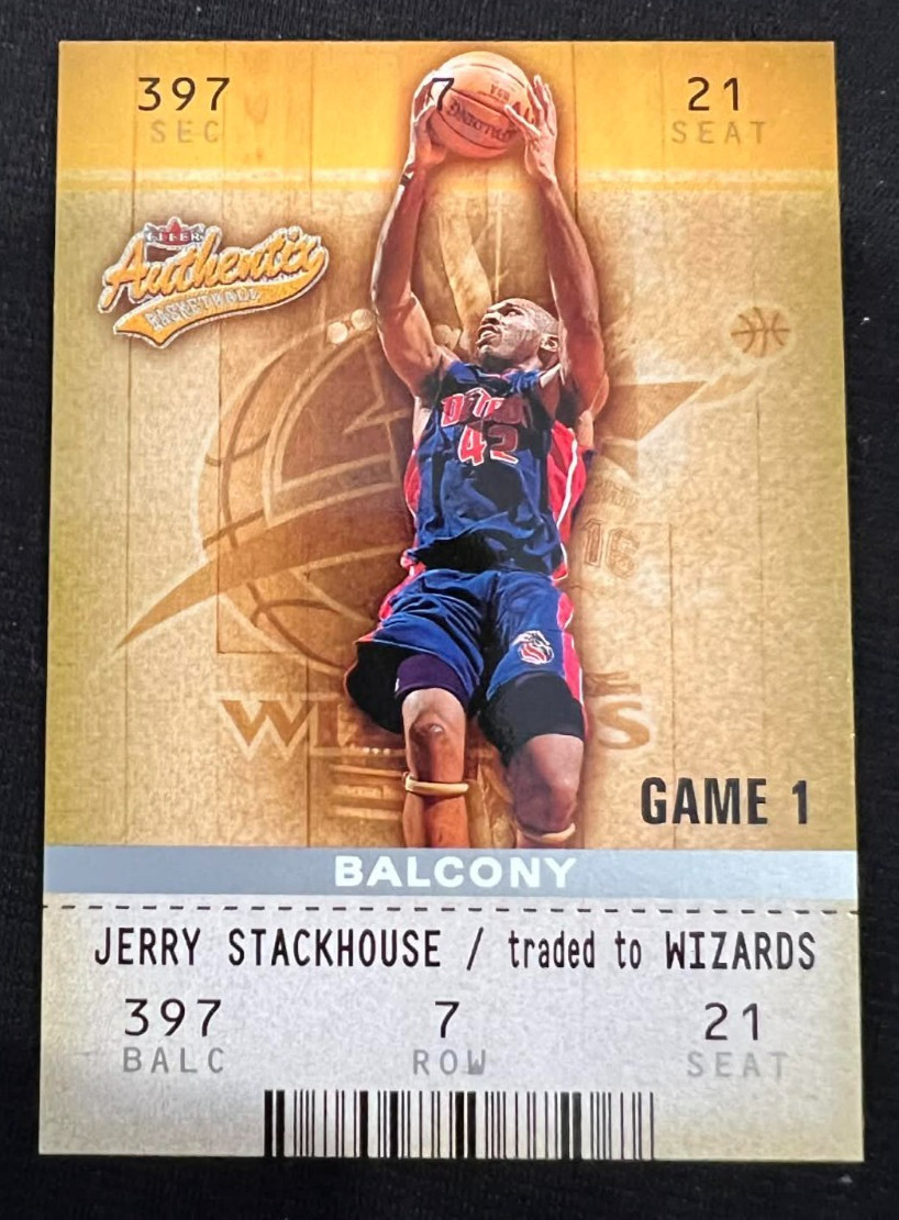 JERRY STACKHOUSE 2002-03 Fleer Authentix Balcony #20 NBA Pistons #216/250