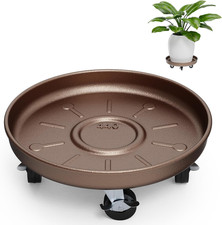 Plant Caddy with Wheels 17" Metal Plant Saucers for Indoors 440 Lb Capacity