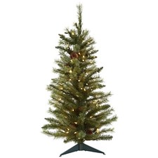 Nearly Natural 3-ft Christmas Tree with Pinecones Clear Lights