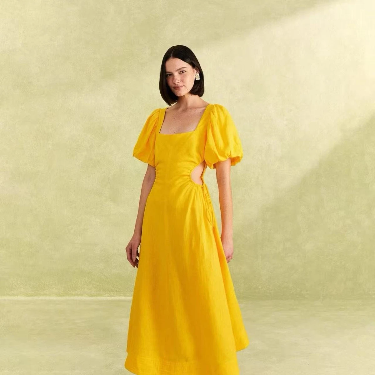Linen Yellow Dresses for Women for sale | eBay