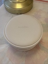 Limited Edition Retired PANDORA Faux Leather Round Jewelry Organizer Travel Box