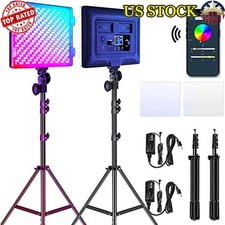 RGB LED Video Lighting Kit 50W Bi-Color 3200K-5600K App Controlled 2-Pack New