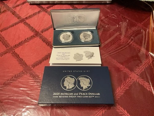 2025 reverse proof morgan peace silver dollar set