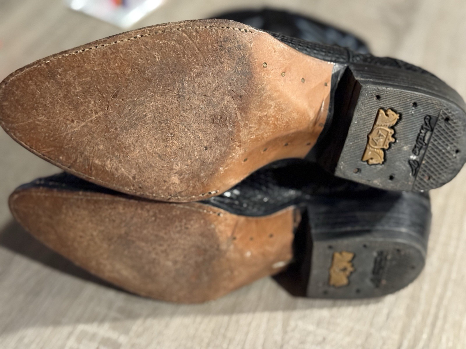 Andre V Leather Python Boots Black Cowboy Boots M… - image 6