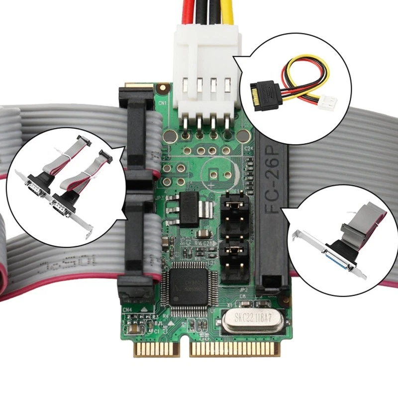 Mini PCI-e PCIE to RS232 DB25 DB9 Serial COM Card Adapter WCH382L Chip 6Gbps - Image 4 of 4
