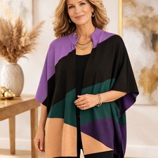 Chico's Multicolor Colorblock Ruana Cardigan Sweater Size S/M Small Medium