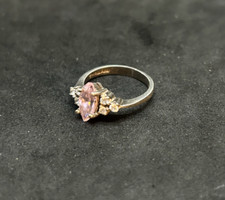925 Sterling CZ Pink Topaz 9.7mm Ring Sz 5 - 2.85g