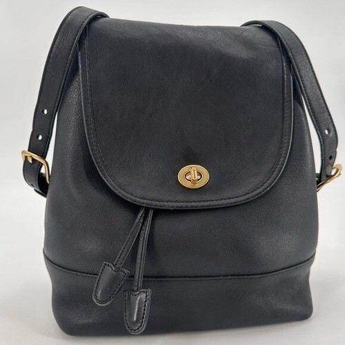 Vintage Coach Daypack Schwarz Leder Rucksack 9791 Tasche