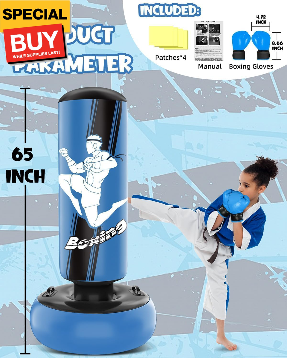 Punching Bag For Kids 66'' Inflatable Boxing Bag With Stand