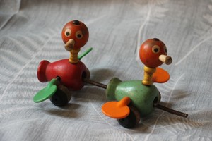 Wood Duck Pull Toy Antique Vintage Primitive Cute Baby Shower Gift Stress Buster Ebay