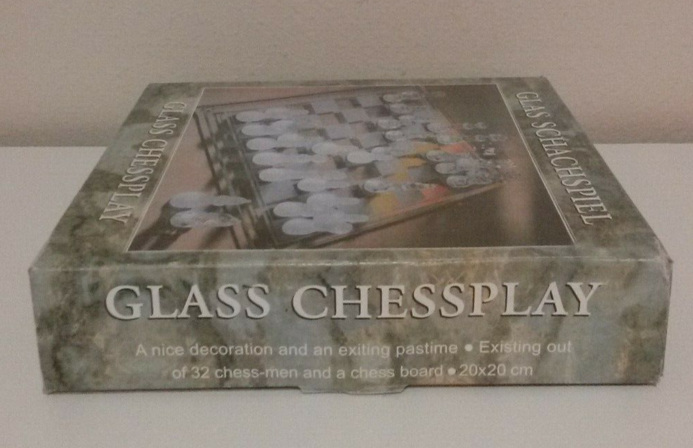 Glas Schach Spiel Satz Umfassen Matt/Poliert Glas Schach Bord und 32 Schach