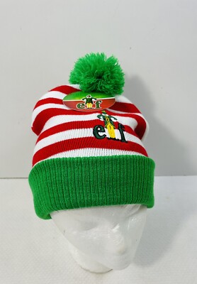 Buddy the Elf Movie Beanie Hat Red/White/Green Christmas Knit Pom Unisex NWT