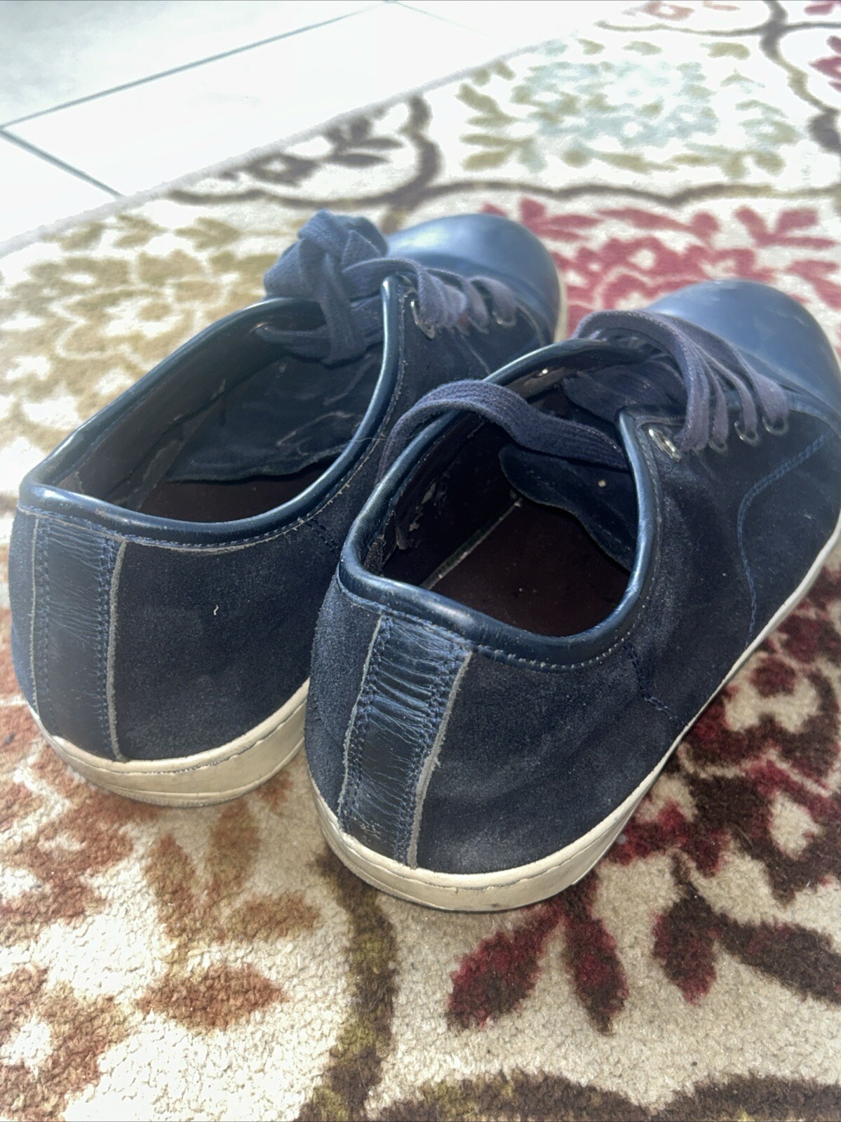 Lanvin Dbb1 Sneakers Suede Leather Navy  RRP 546$ image 6