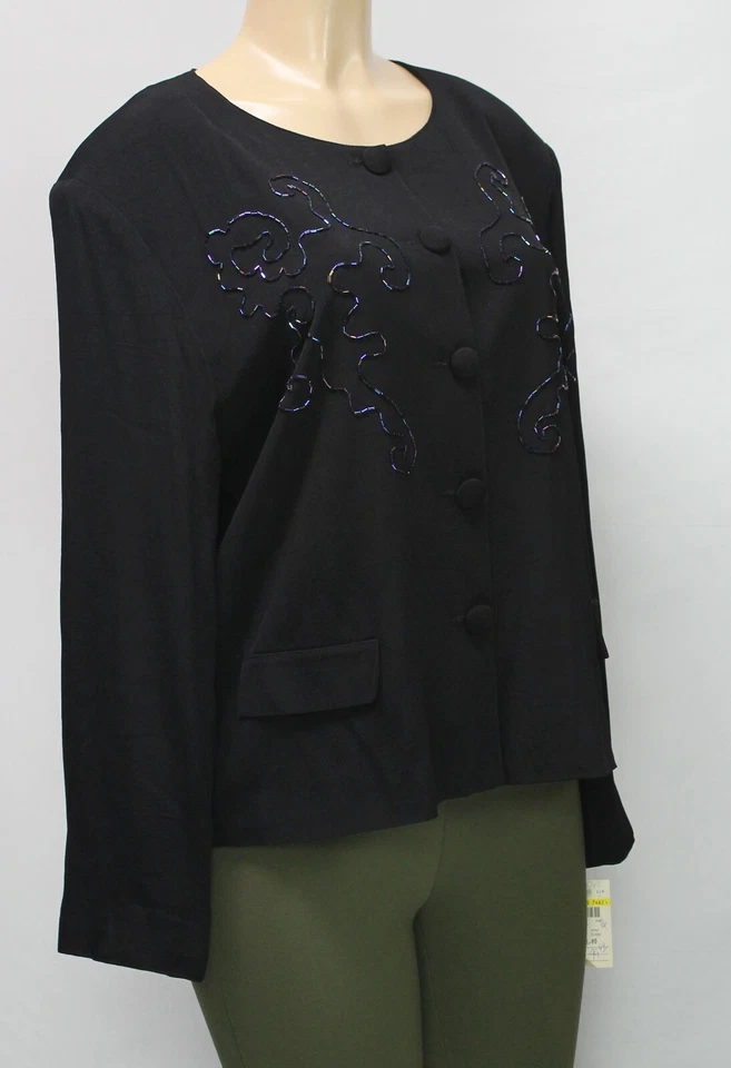 148 美元 Carole Little 女式西装外套长袖黑色 14 码 — 第 3/4 张图片