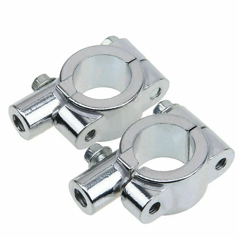 2x Adaptador de Braçadeira Cromado 7/8" Guidão de Motocicleta Espelho Suporte de Rosca 10mm - Imagem 2 de 4