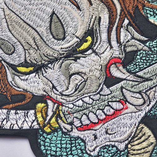 Großer Drache japanische Yokai Geist zum Aufbügeln bestickter Patch Applikation Bikerweste - Bild 5 von 6