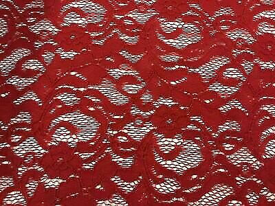 New High Class Designer Red Stretch Floral Corded Lace Fabric 57’’ 145 cm - Picture 4 of 8