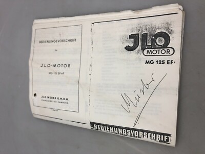 Bedienungsvorschrift JLO WERKE G.M.B.H. Motoren  MG125E und EF