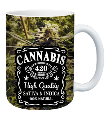CANNIBIS  LARGE SIZE  15Oz CUSTOM MUG,  COFFEE MUG, TEA MUG , GIFT MUG.