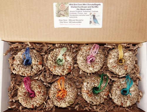 Mini Donuts, Bagels, Wreaths Bird Seed Feeder ornaments - Set of 8 Boxed - Picture 2 of 14