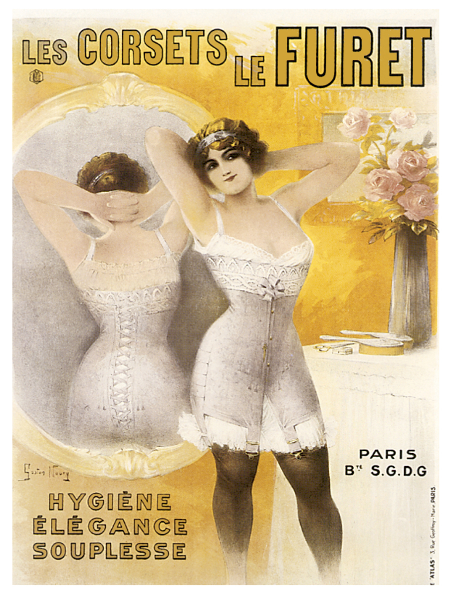 洋書 LE CORSET Louis Barthe Quality POSTER.French Corset Le Furet.Victorian fashion.Interior