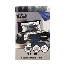Star Wars The Mandalorian Soft Polyester 3 Piece Twin Bedding Sheet Set for Kids