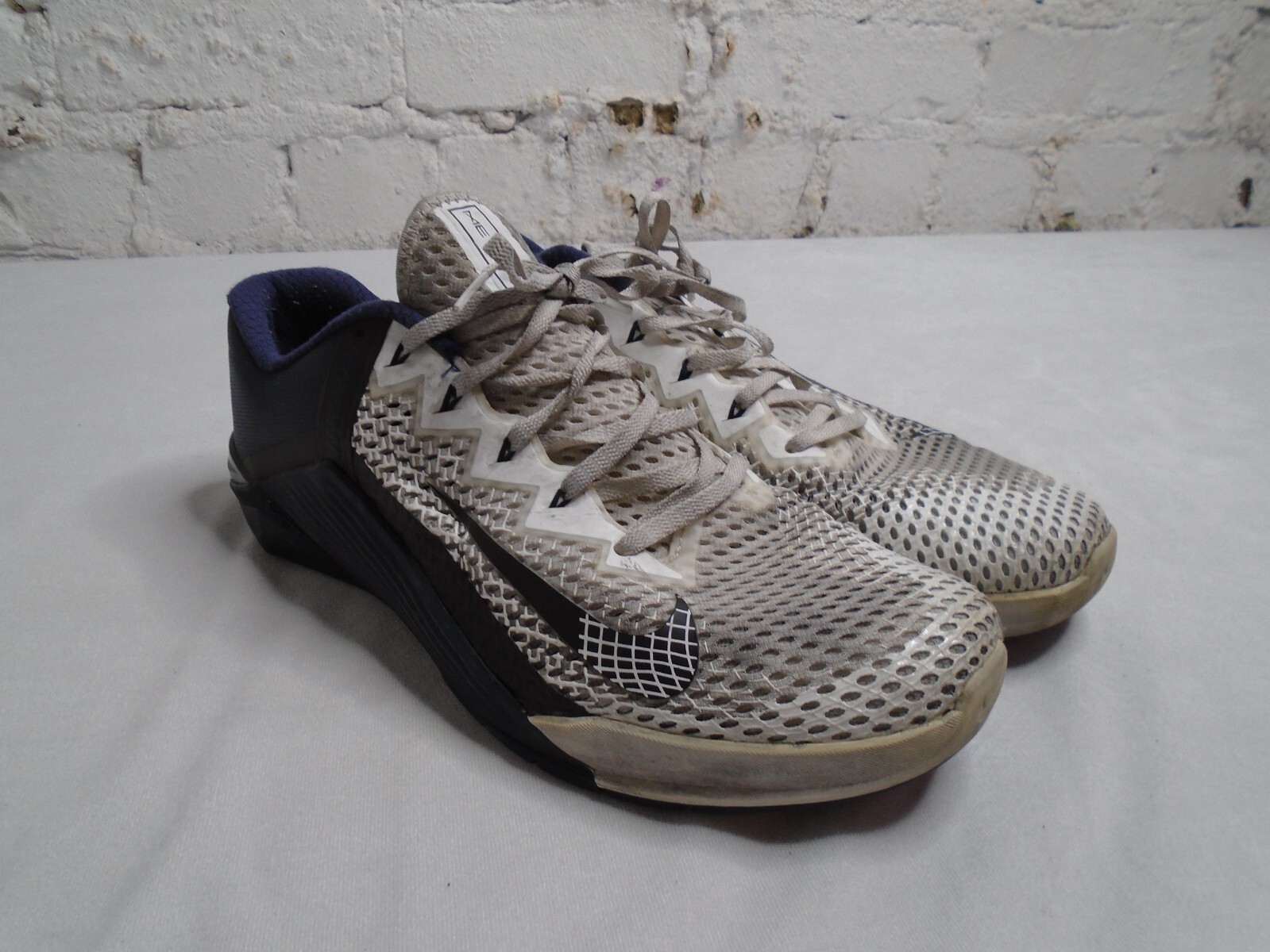 NIKE METCON 6 CROSSFIT TRAINING SHOES WHITE NAVY BLUE RARE CK9388-191 Size 12