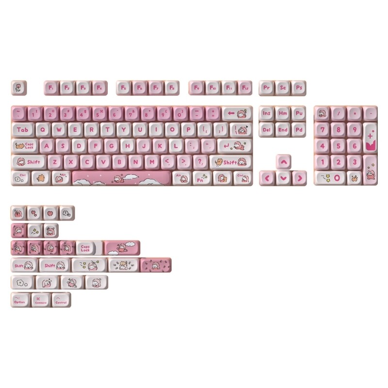 129-Key Lazy Theme Keycap Set for 61/84/87/104/108 Mechanical Keyboards